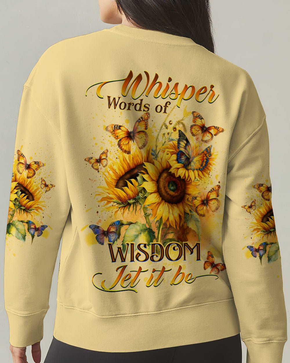 WHISPER WORDS OF WISDOM SUNFLOWER BUTTERFLY ALL OVER PRINT - YHDU1906232