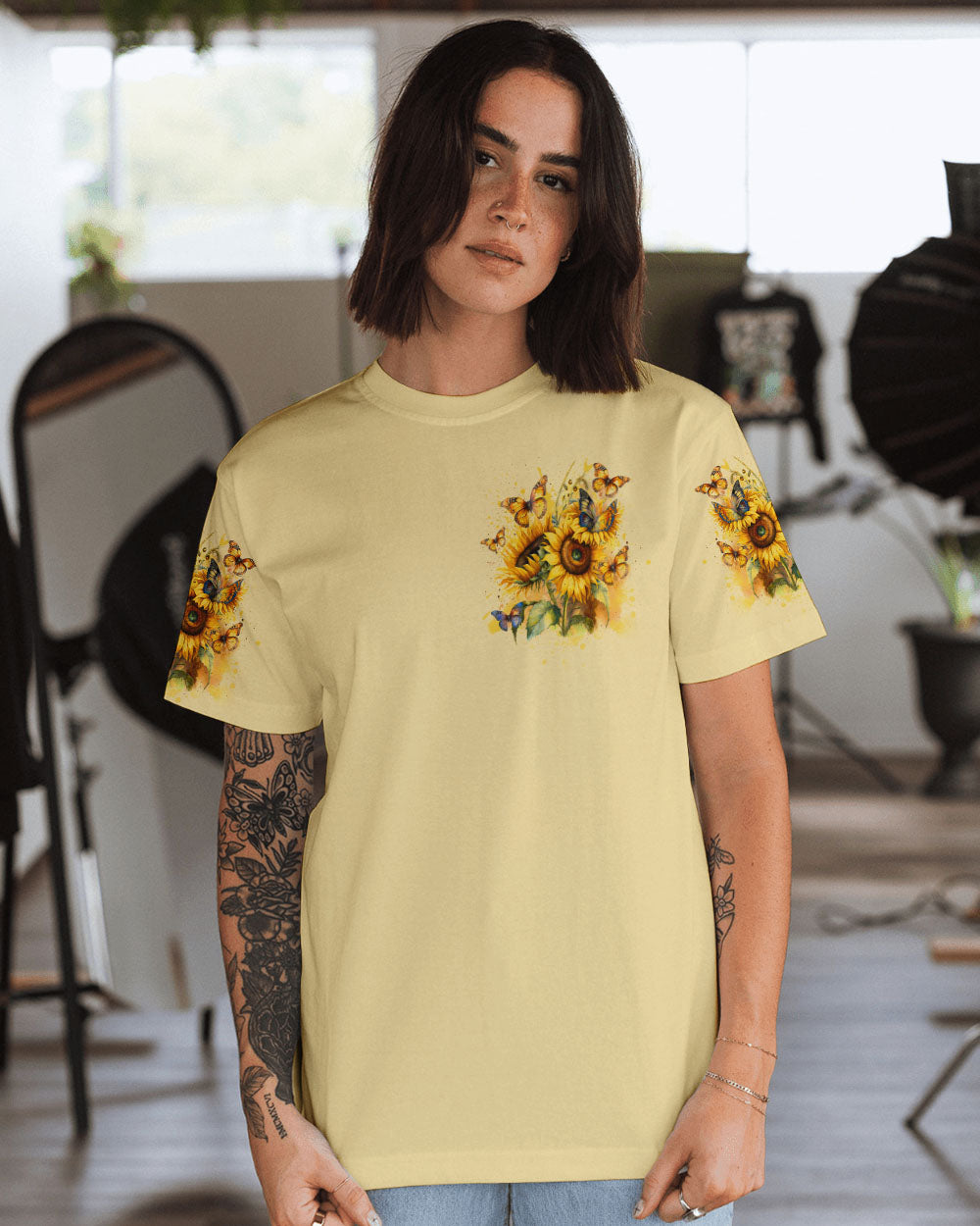 WHISPER WORDS OF WISDOM SUNFLOWER BUTTERFLY ALL OVER PRINT - YHDU1906232