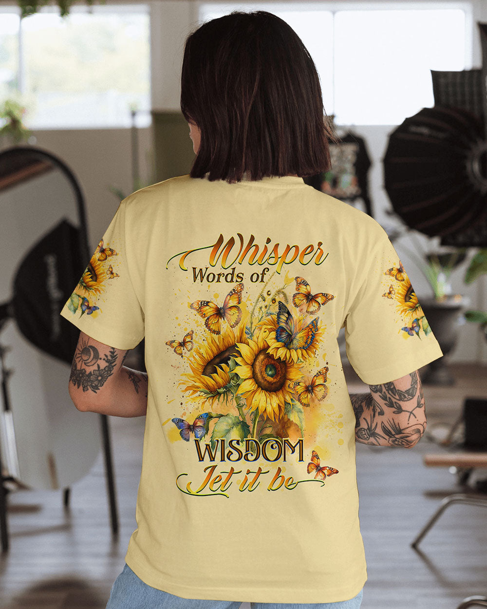 WHISPER WORDS OF WISDOM SUNFLOWER BUTTERFLY ALL OVER PRINT - YHDU1906232