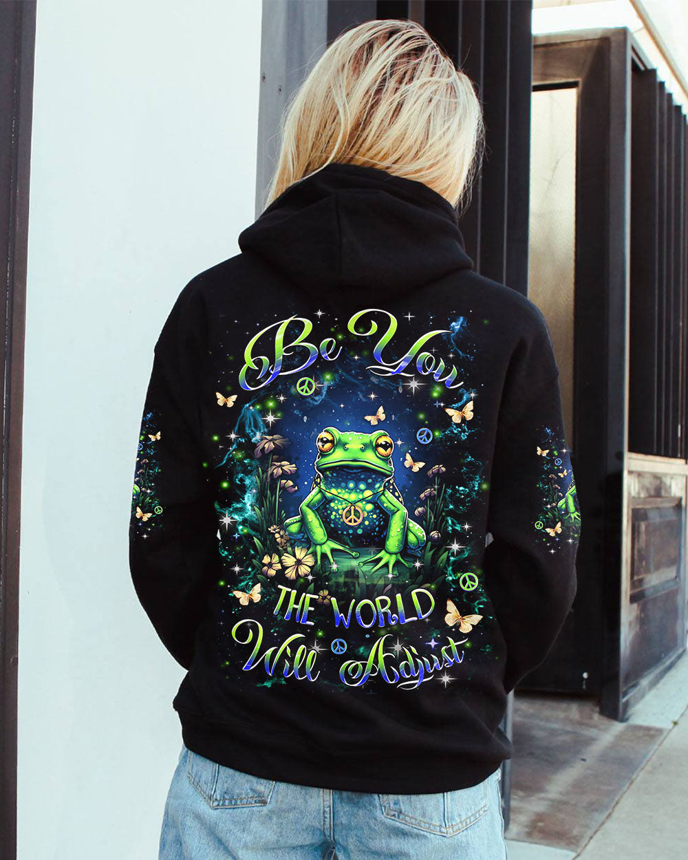 BE YOU THE WORLD WILL ADJUST FROG ALL OVER PRINT - YHDU1907244