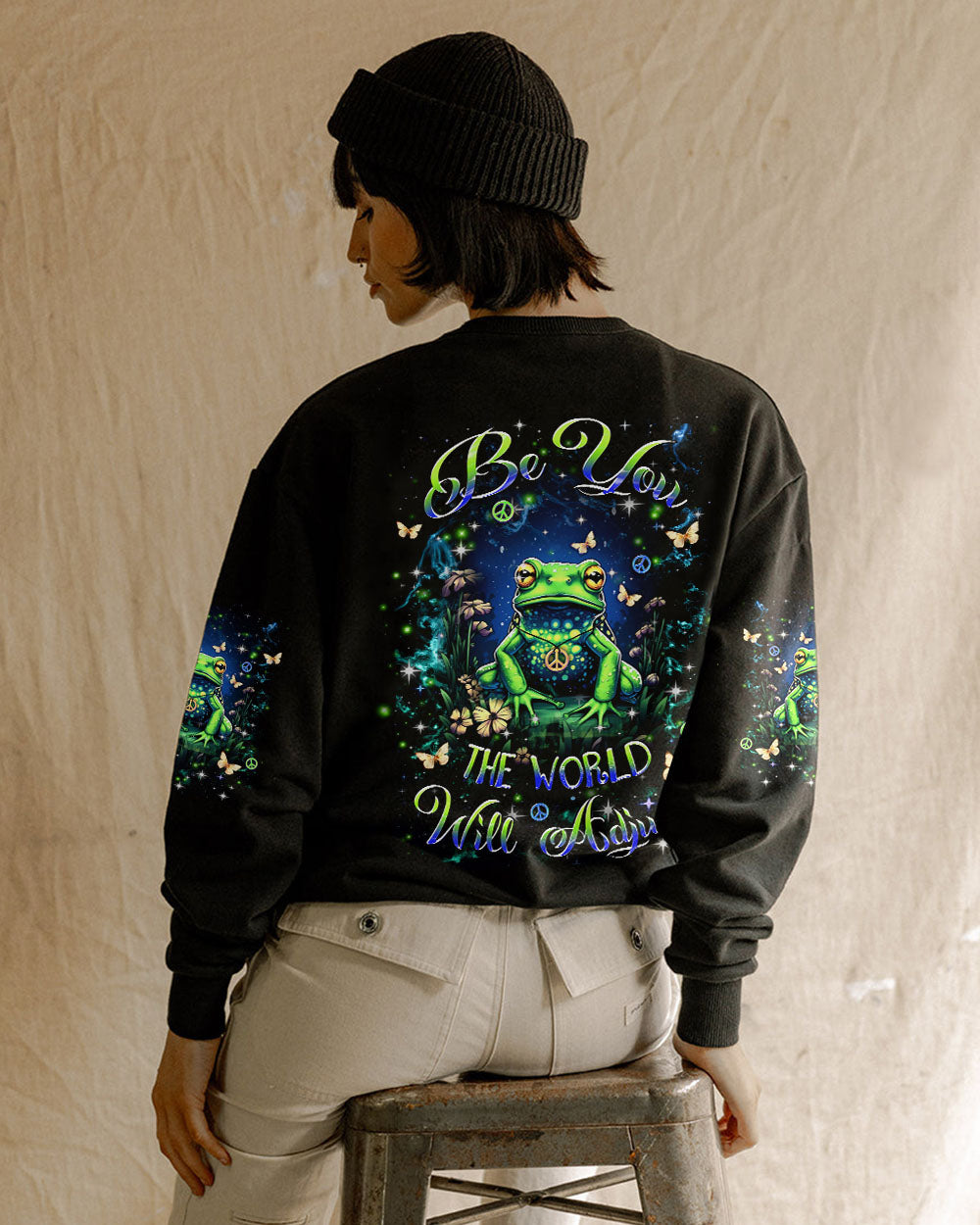 BE YOU THE WORLD WILL ADJUST FROG ALL OVER PRINT - YHDU1907244