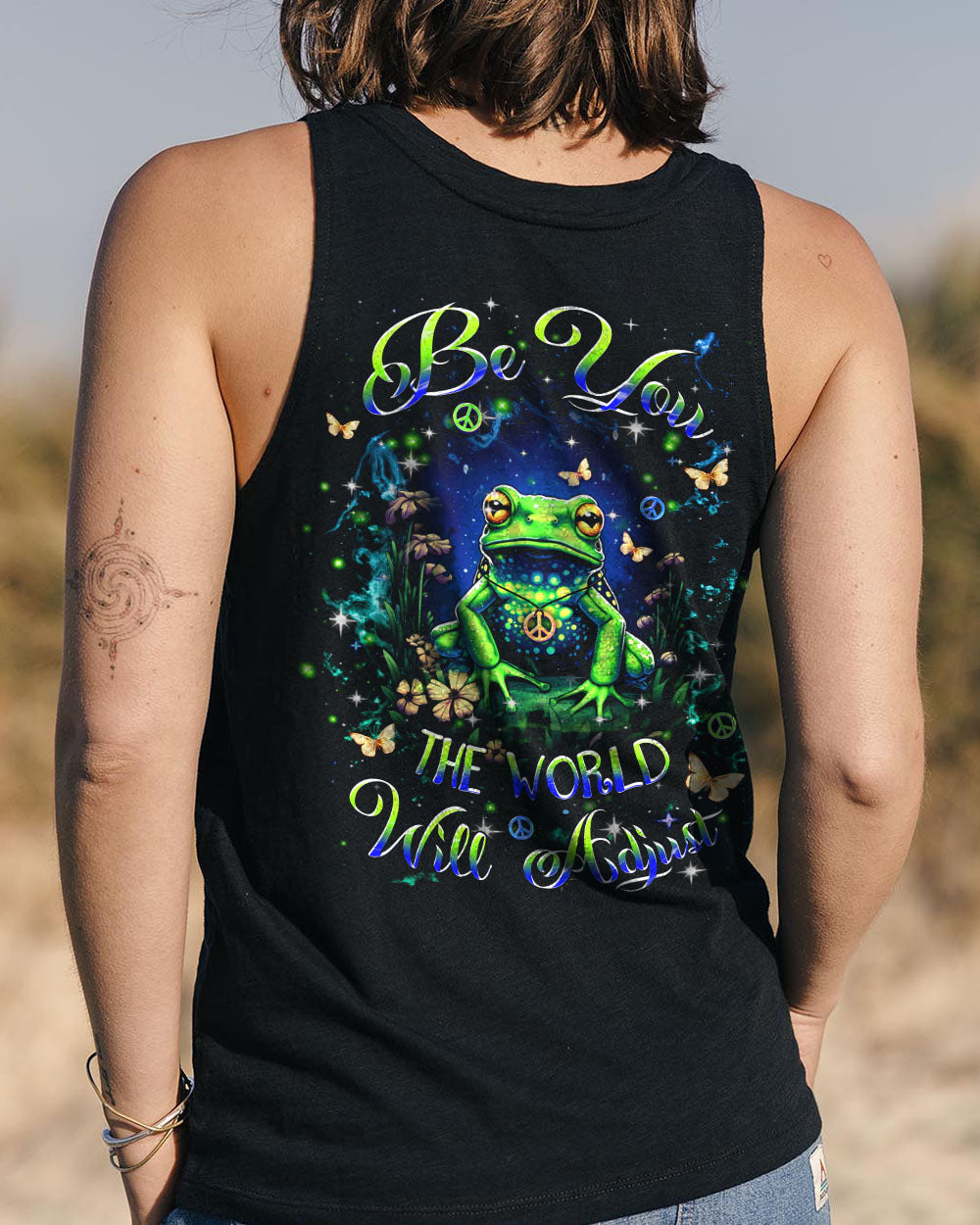 BE YOU THE WORLD WILL ADJUST FROG ALL OVER PRINT - YHDU1907244