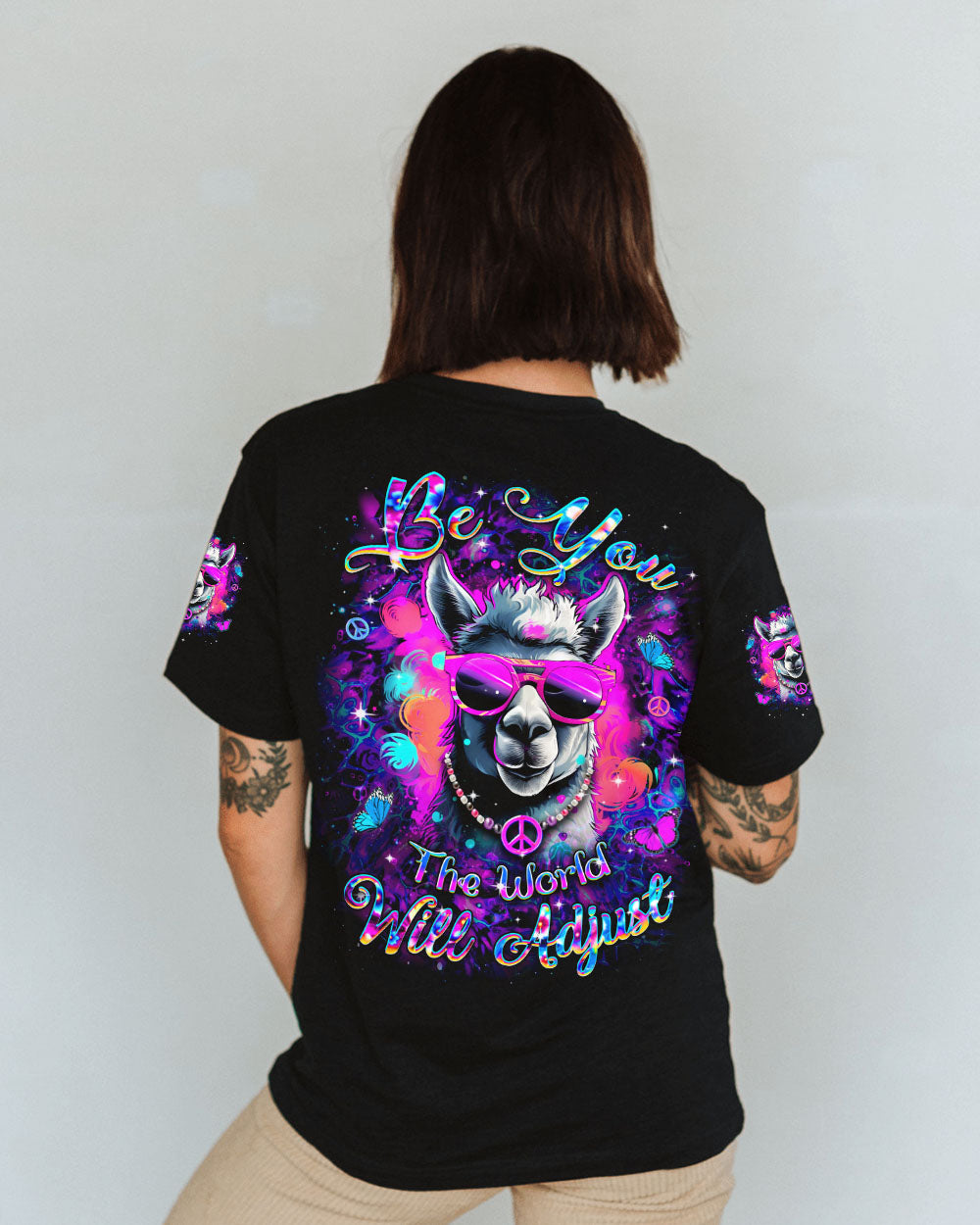 BE YOU THE WORLD WILL ADJUST LLAMA ALL OVER PRINT - YHDU2201253