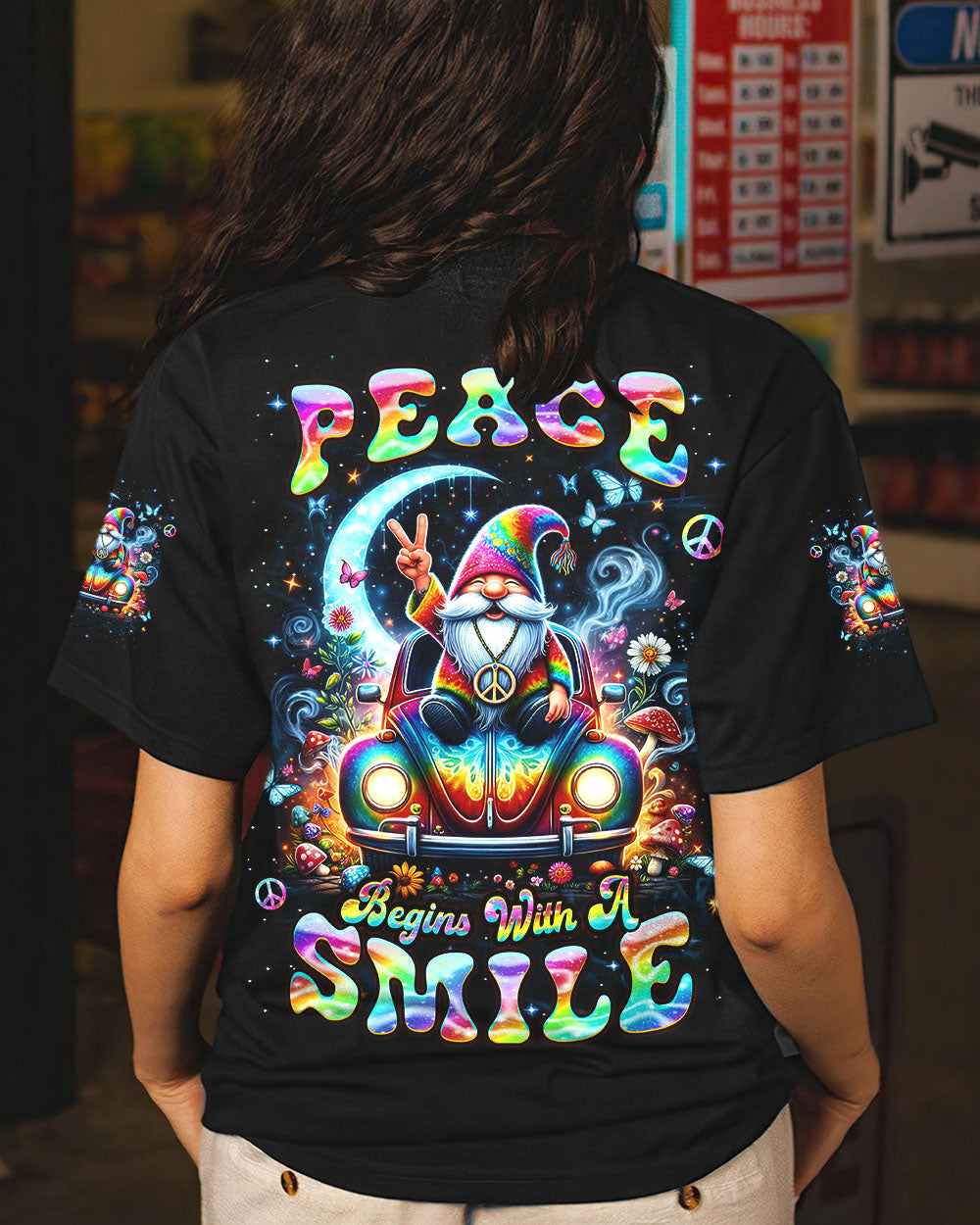 PEACE BEGINS WITH A SMILE GNOME ALL OVER PRINT - YHDU2203241
