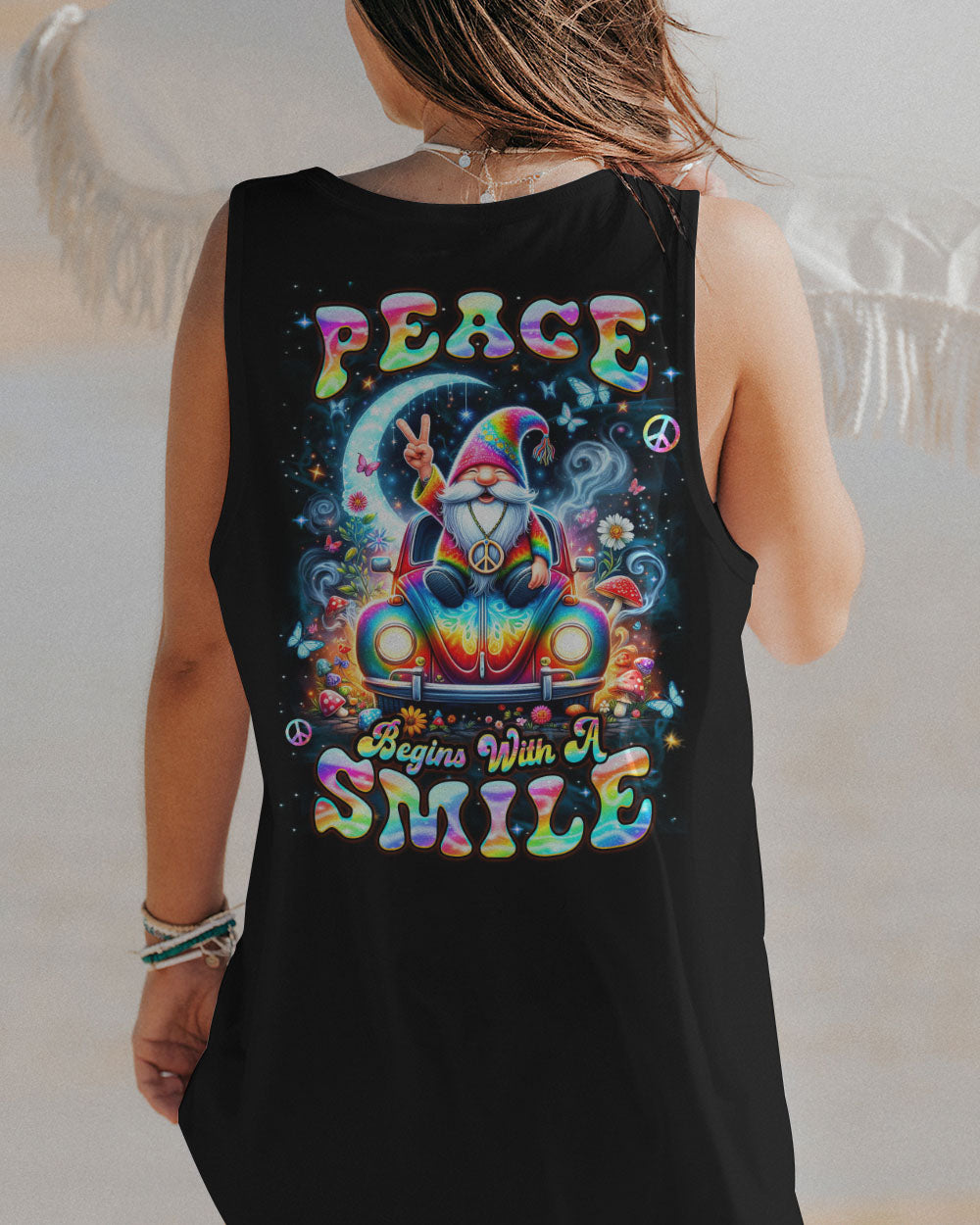 PEACE BEGINS WITH A SMILE GNOME ALL OVER PRINT - YHDU2203241