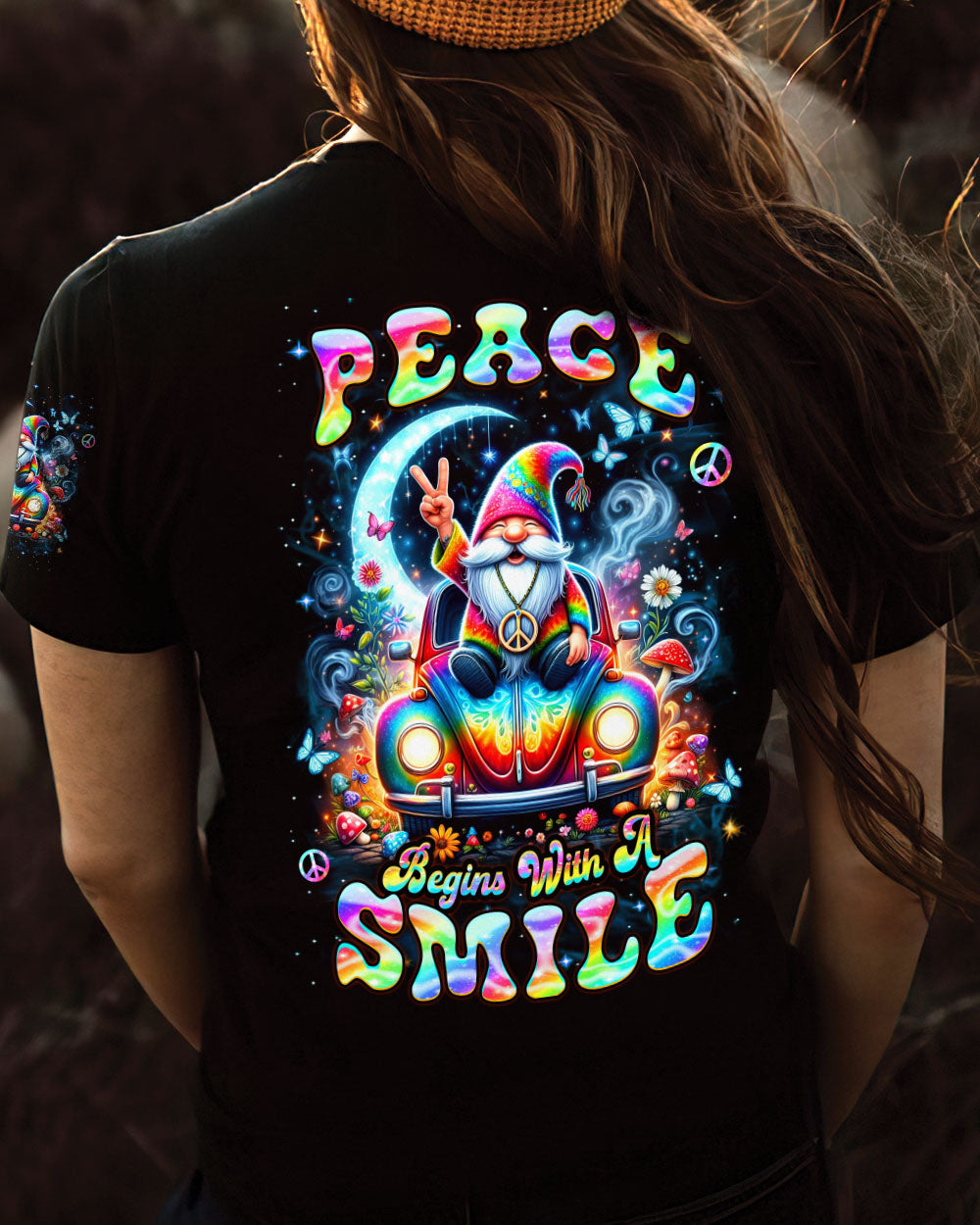PEACE BEGINS WITH A SMILE GNOME ALL OVER PRINT - YHDU2203241