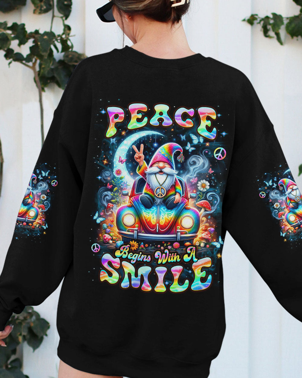 PEACE BEGINS WITH A SMILE GNOME ALL OVER PRINT - YHDU2203241
