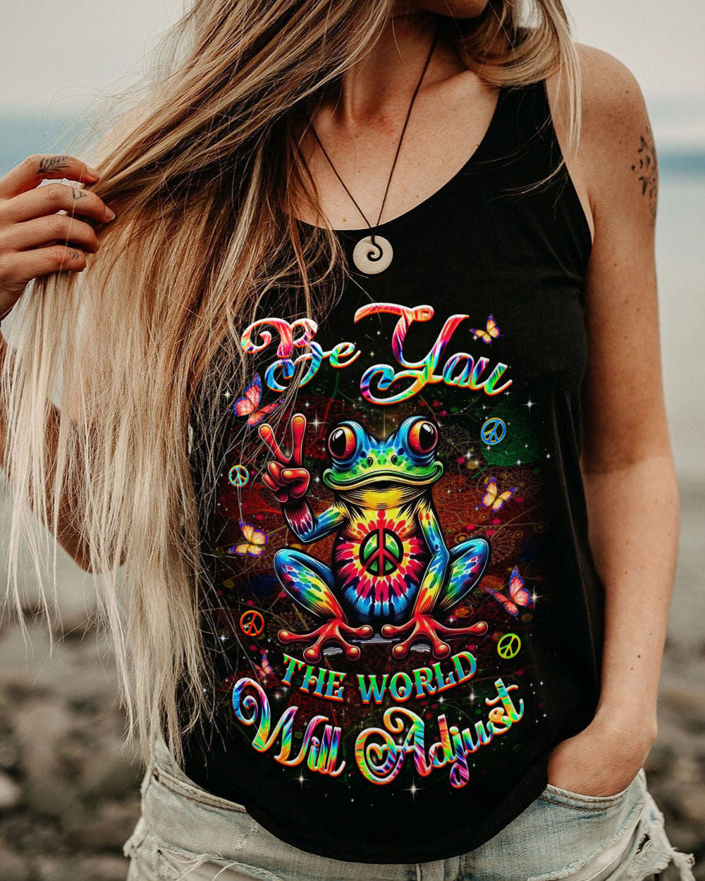 BE YOU THE WORLD WILL ADJUST FROG ALL OVER PRINT - YHDU2211242