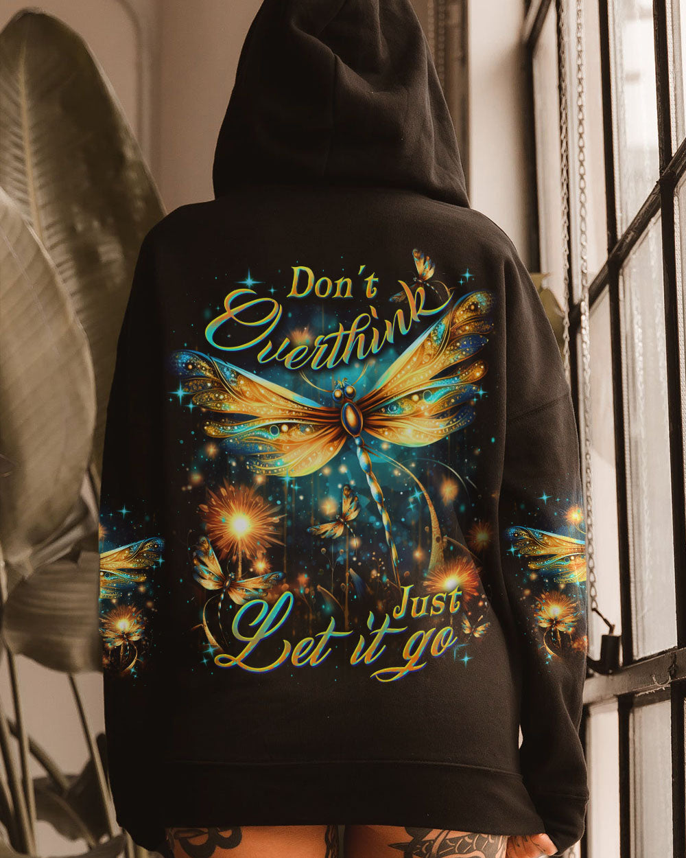 DON'T OVERTHINK JUST LET IT GO DRAGONFLY ALL OVER PRINT - YHDU2407231