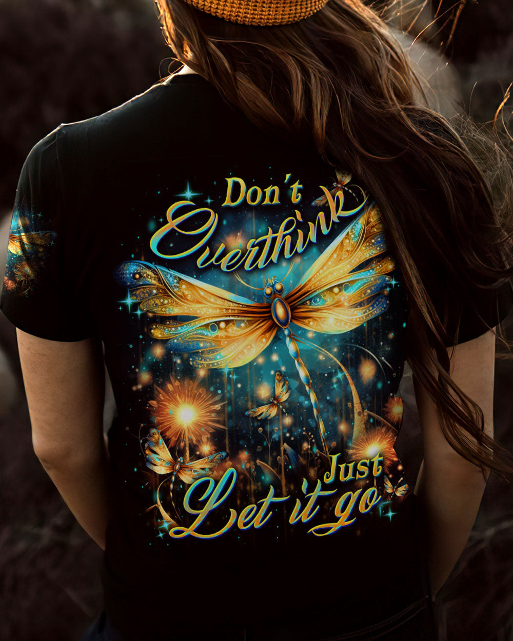 DON'T OVERTHINK JUST LET IT GO DRAGONFLY ALL OVER PRINT - YHDU2407231