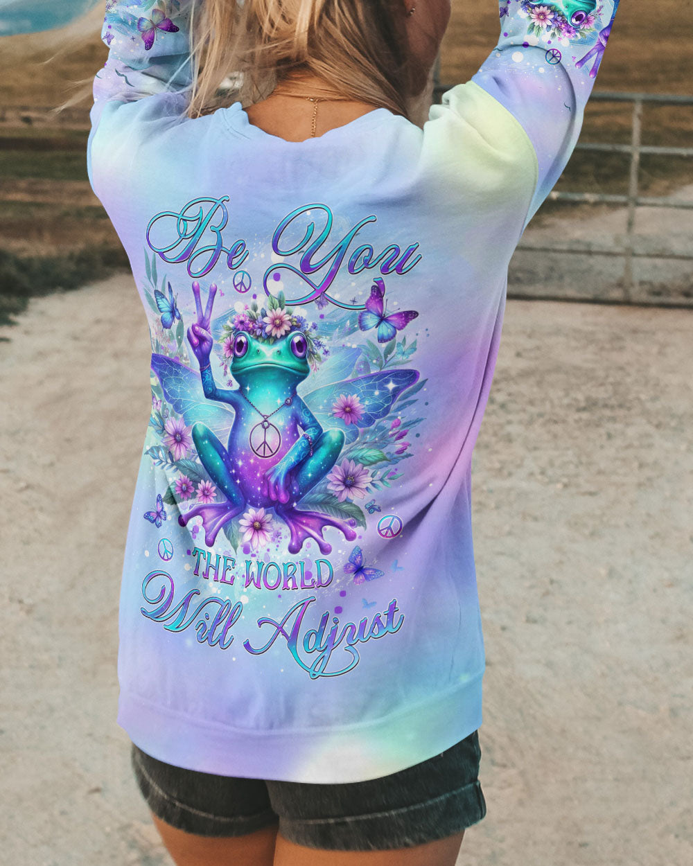 BE YOU THE WORLD WILL ADJUST FROG WINGS ALL OVER PRINT - YHDU2411232