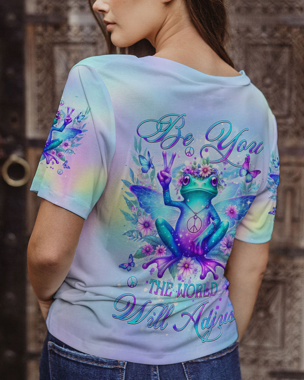 BE YOU THE WORLD WILL ADJUST FROG WINGS ALL OVER PRINT - YHDU2411232