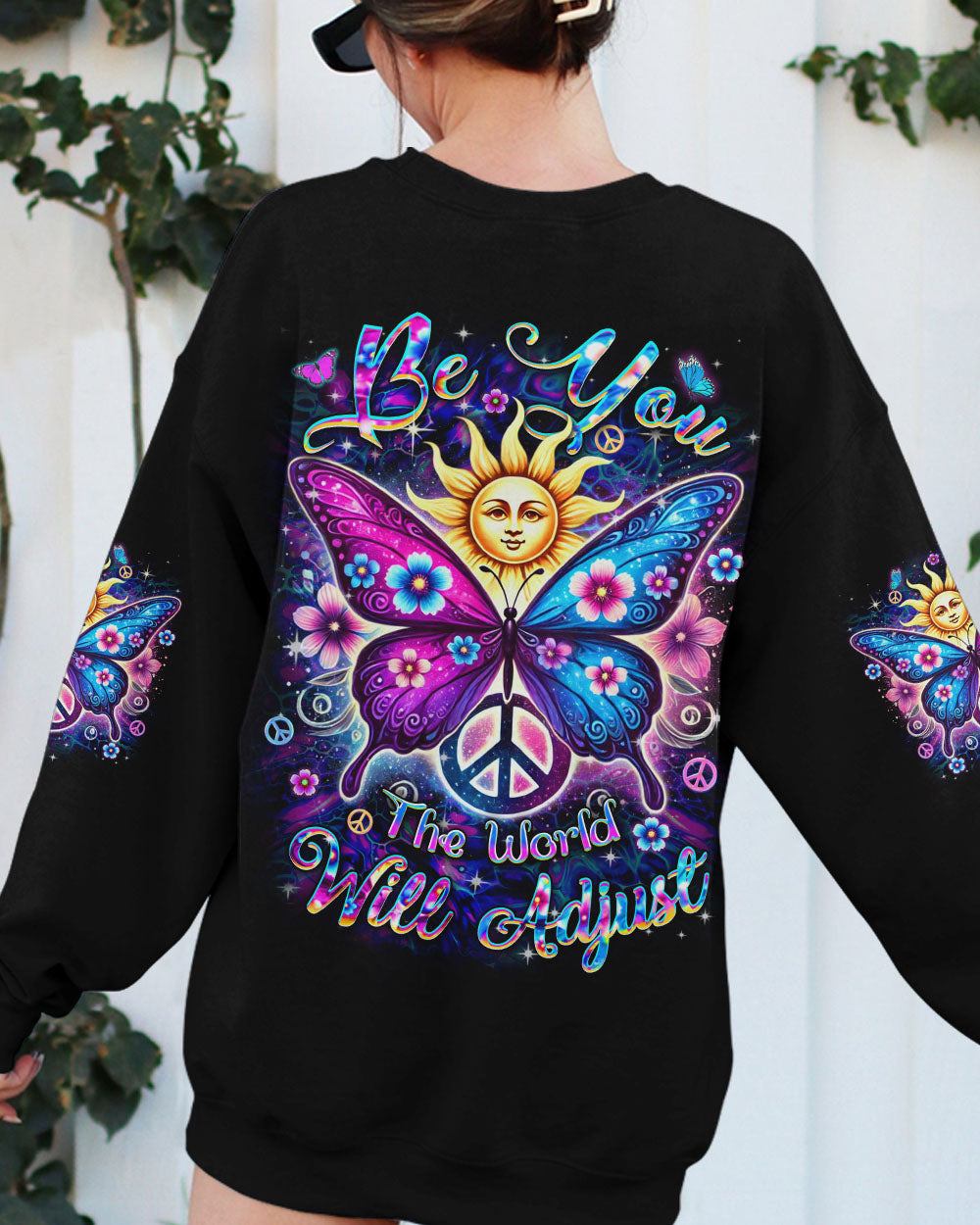 BE YOU THE WORLD WILL ADJUST BUTTERFLY ALL OVER PRINT -YHDU2412242