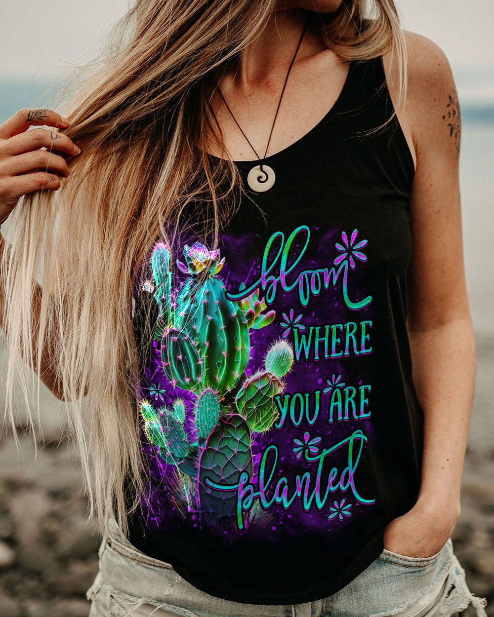 BLOOM WHERE YOU ARE PLANTED CACTUS ALL OVER PRINT - YHDU2806231