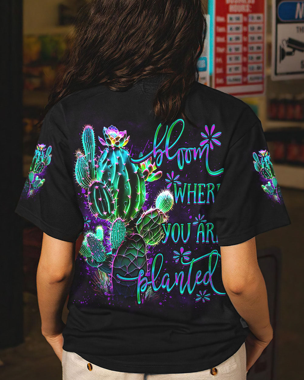 BLOOM WHERE YOU ARE PLANTED CACTUS ALL OVER PRINT - YHDU2806231
