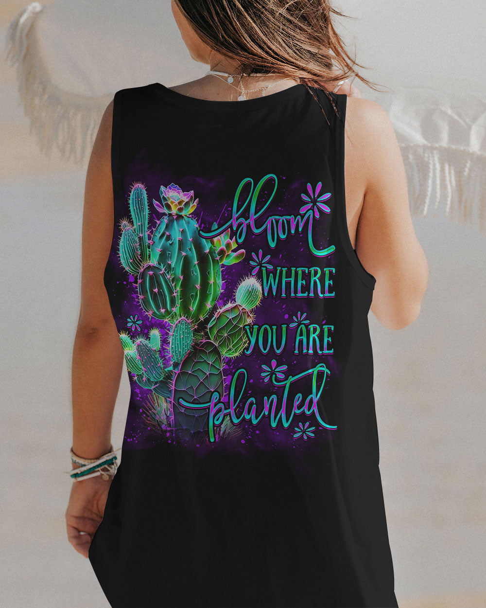 BLOOM WHERE YOU ARE PLANTED CACTUS ALL OVER PRINT - YHDU2806231