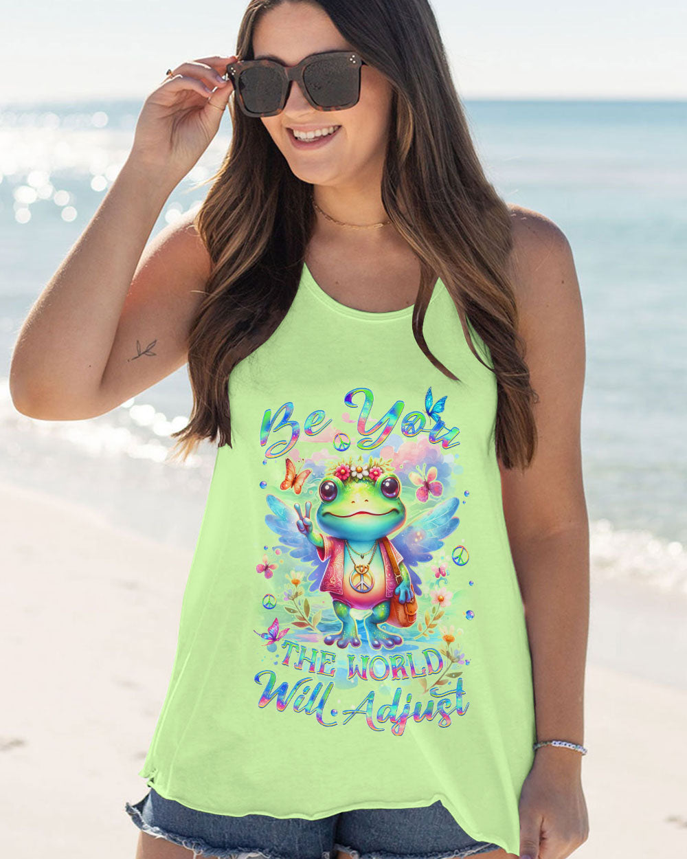 BE YOU THE WORLD WILL ADJUST FROG ALL OVER PRINT - YHDU3011232