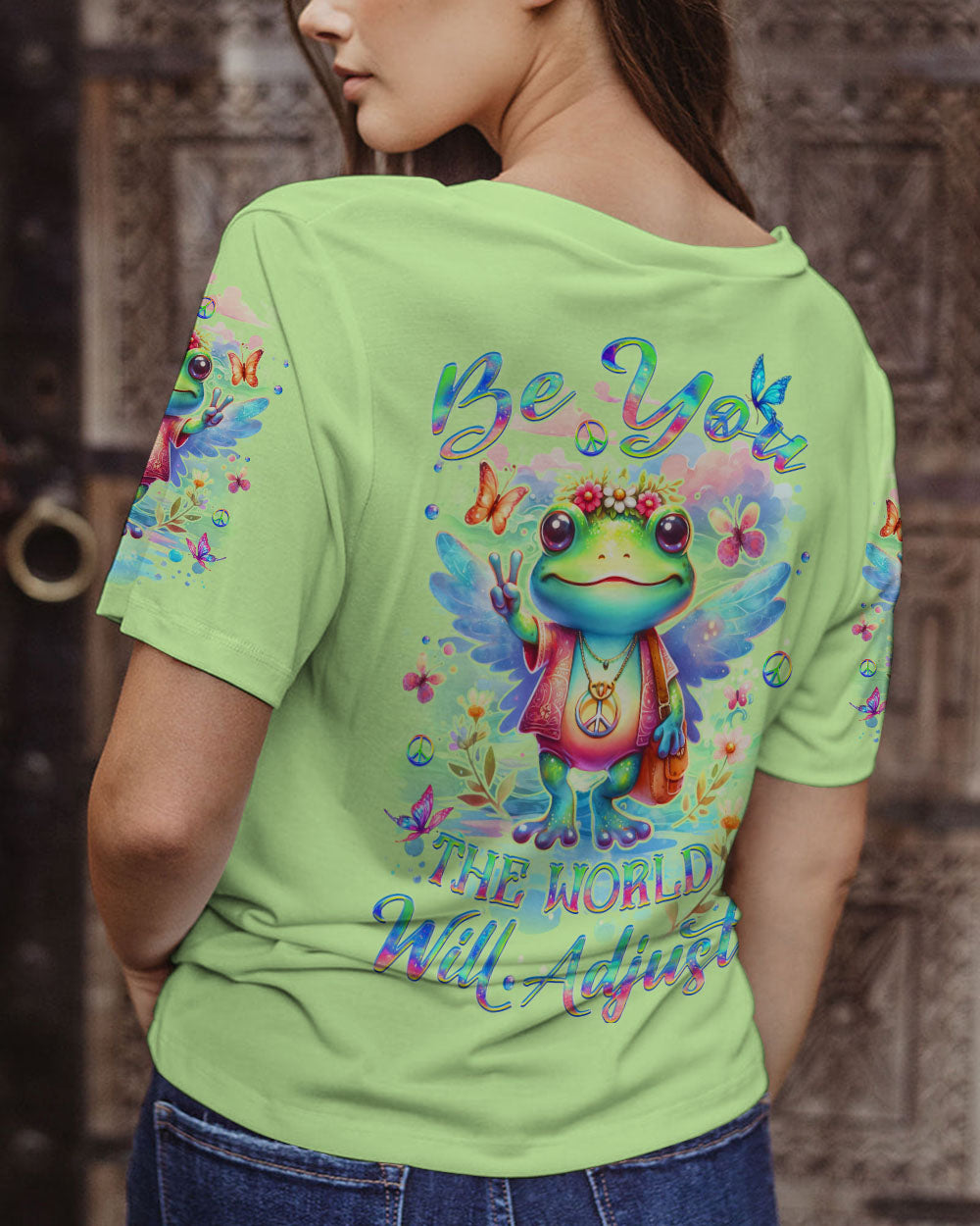 BE YOU THE WORLD WILL ADJUST FROG ALL OVER PRINT - YHDU3011232
