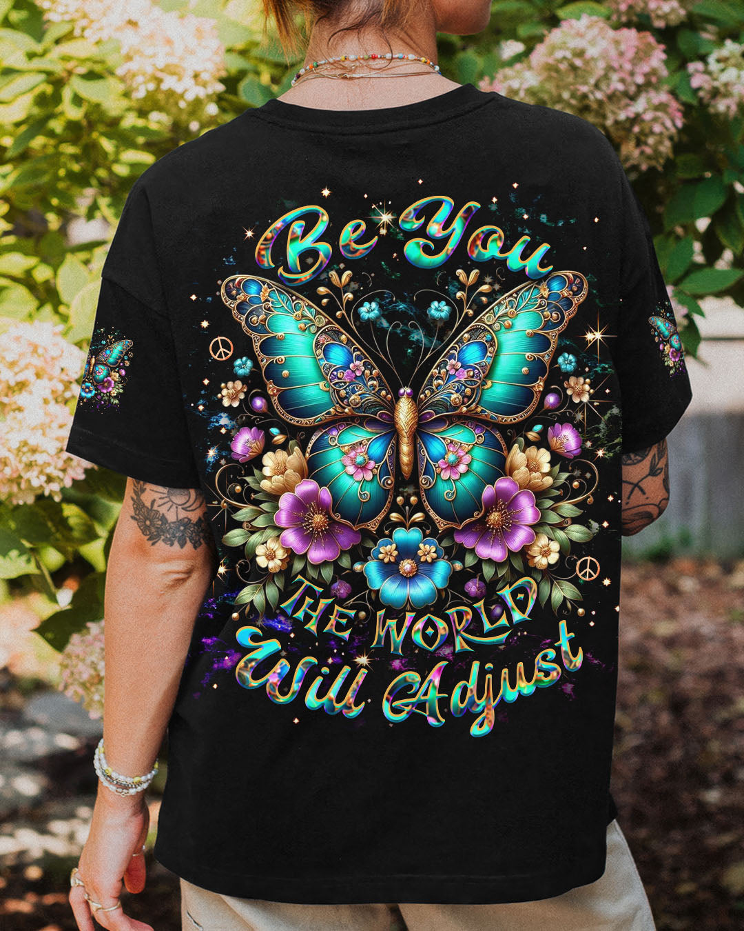 BE YOU THE WORLD WILL ADJUST BUTTERFLY ALL OVER PRINT - YHDU3103252