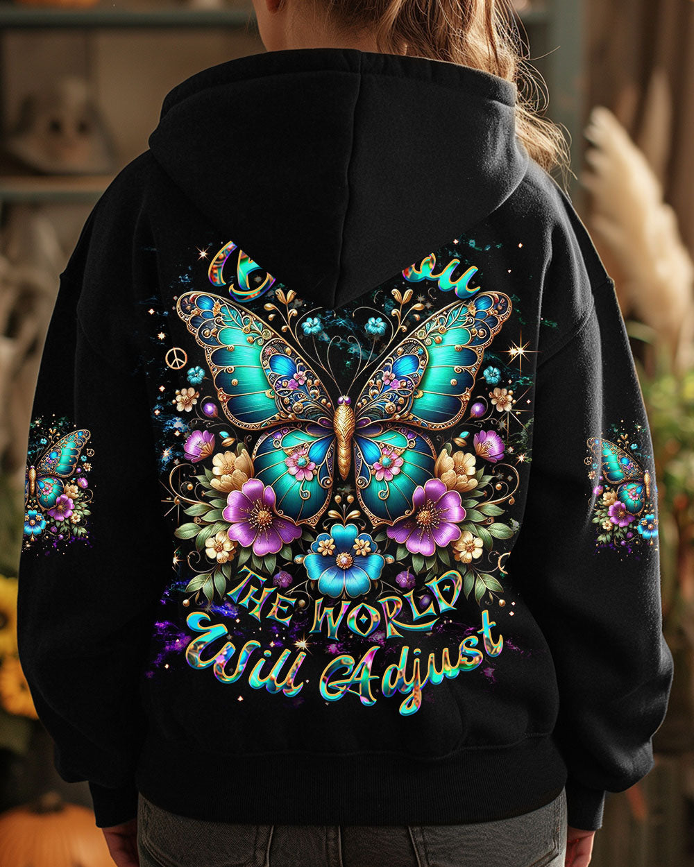 BE YOU THE WORLD WILL ADJUST BUTTERFLY ALL OVER PRINT - YHDU3103252