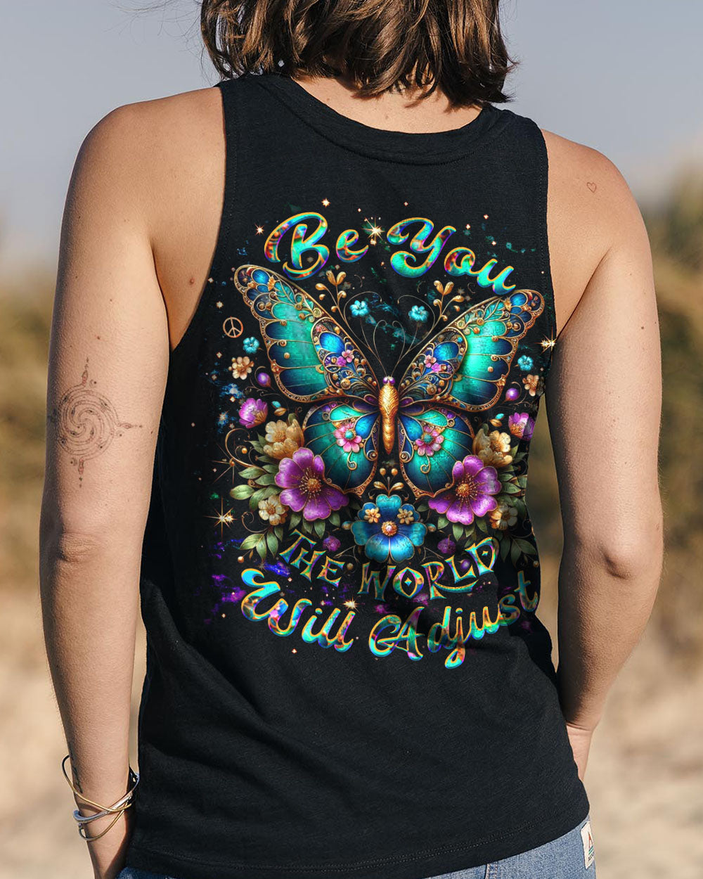 BE YOU THE WORLD WILL ADJUST BUTTERFLY ALL OVER PRINT - YHDU3103252