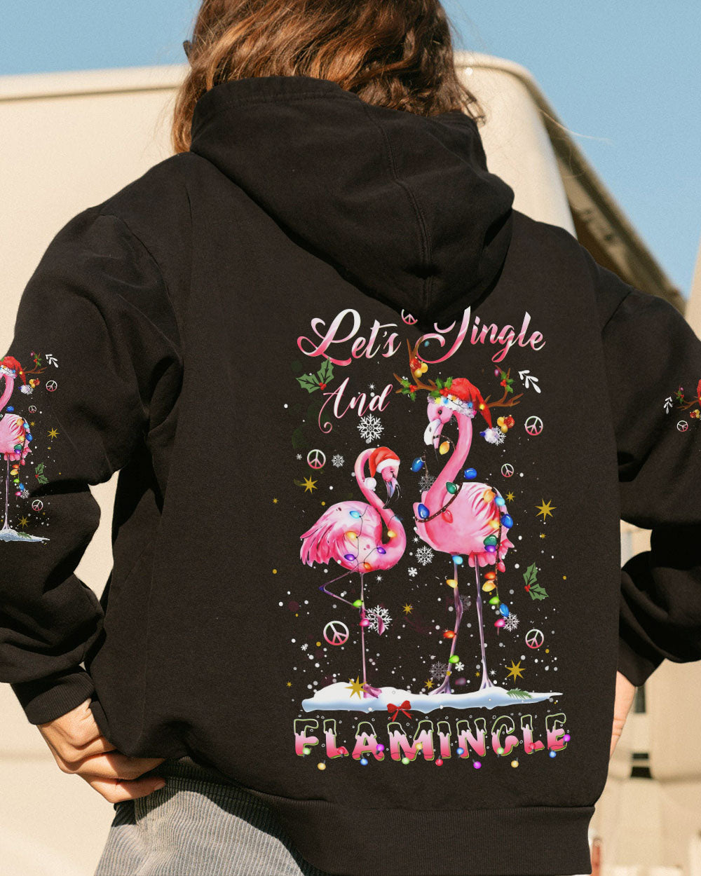 LET'S JINGLE AND FLAMINGLE CHRISTMAS ALL OVER PRINT - YHDU809232