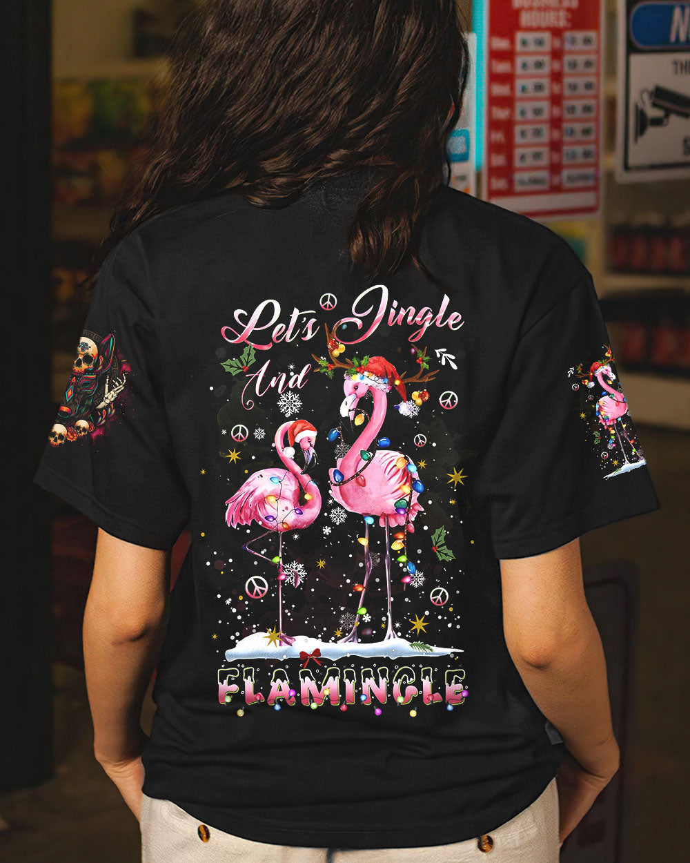 LET'S JINGLE AND FLAMINGLE CHRISTMAS ALL OVER PRINT - YHDU809232