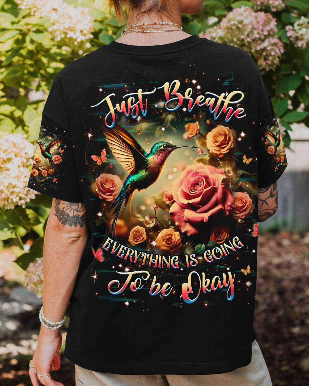 JUST BREATHE HUMMINGBIRD ALL OVER PRINT - YHHG0104251