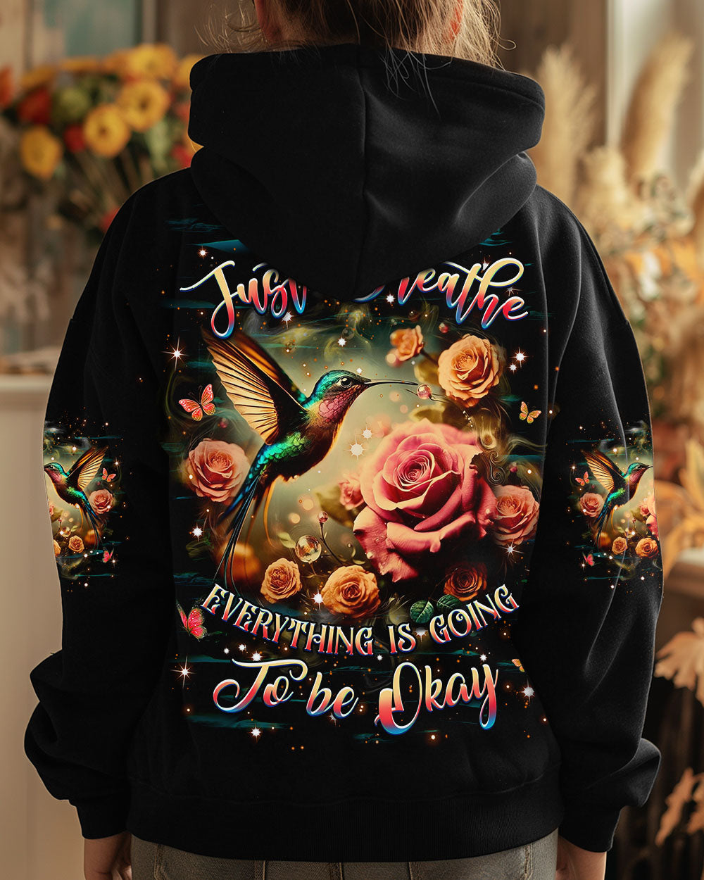 JUST BREATHE HUMMINGBIRD ALL OVER PRINT - YHHG0104251
