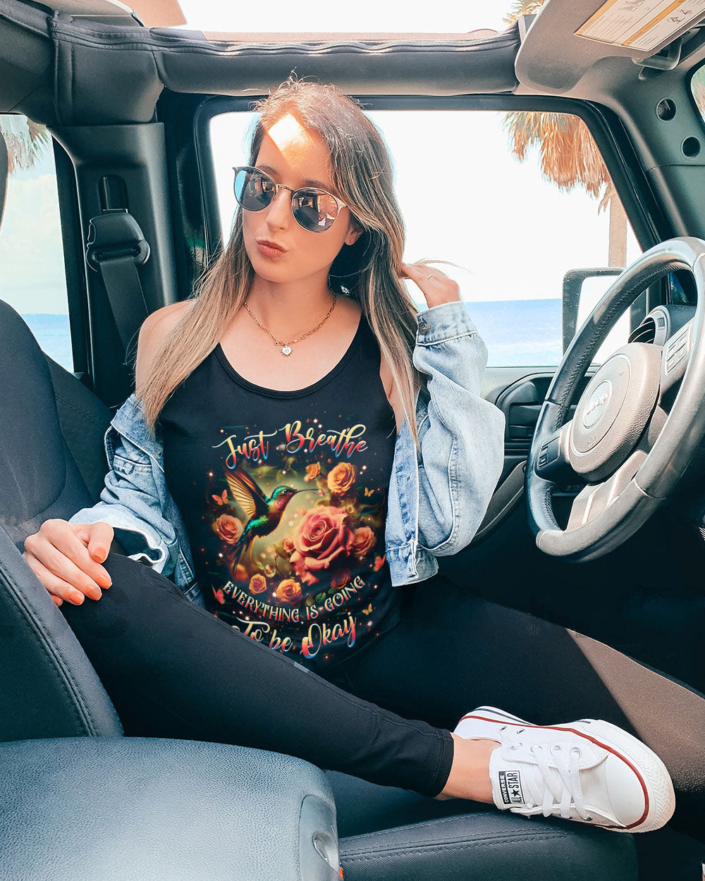 JUST BREATHE HUMMINGBIRD ALL OVER PRINT - YHHG0104251