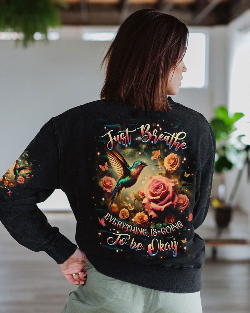 JUST BREATHE HUMMINGBIRD ALL OVER PRINT - YHHG0104251