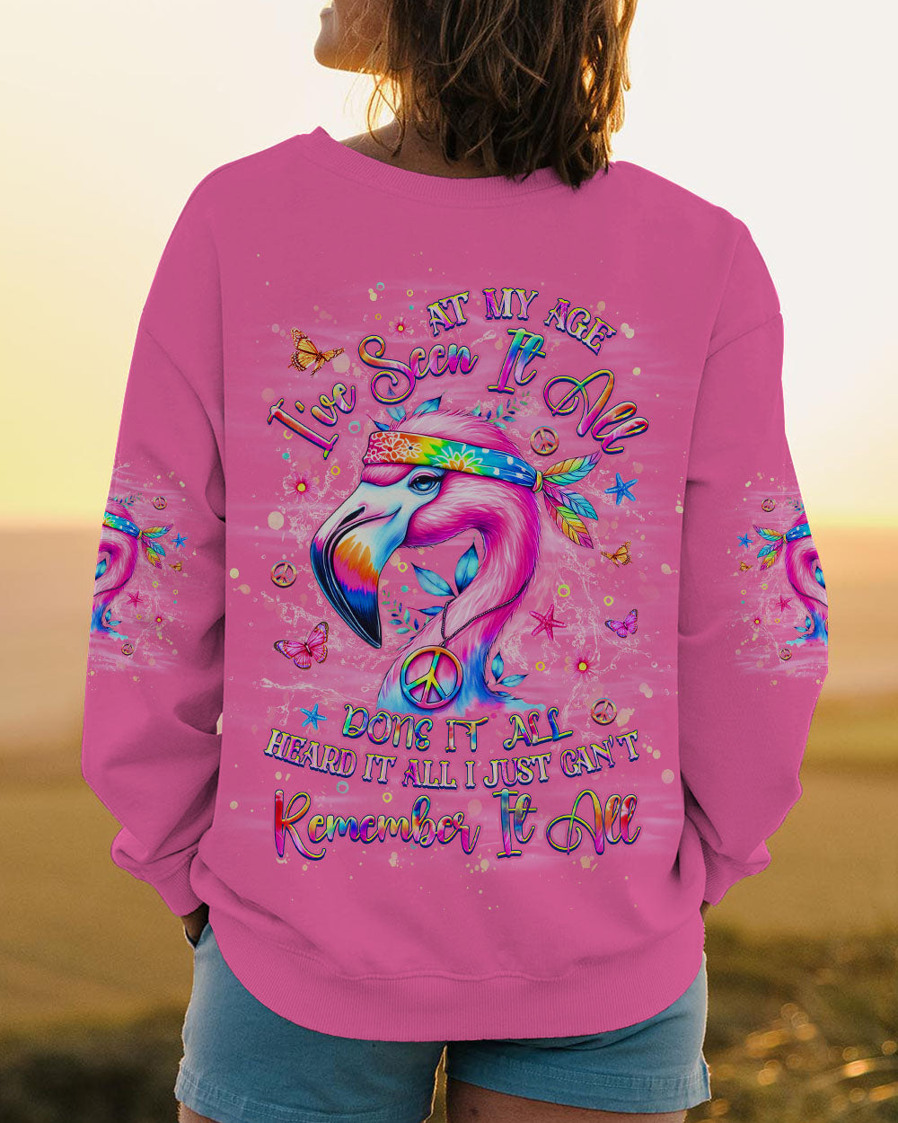 AT MY AGE I'VE SEEN IT ALL FLAMINGO ALL OVER PRINT - YHHG0107244