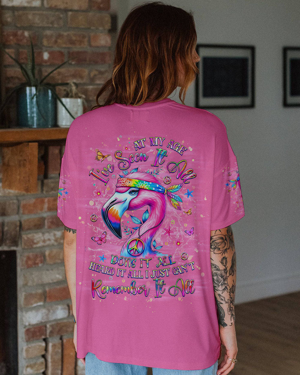 AT MY AGE I'VE SEEN IT ALL FLAMINGO ALL OVER PRINT - YHHG0107244