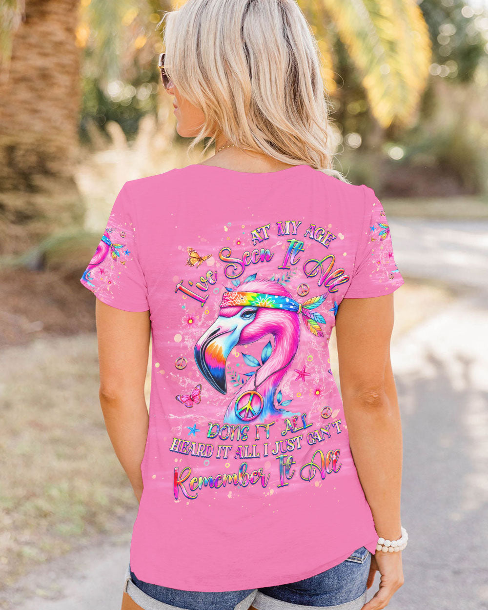 AT MY AGE I'VE SEEN IT ALL FLAMINGO ALL OVER PRINT - YHHG0107244