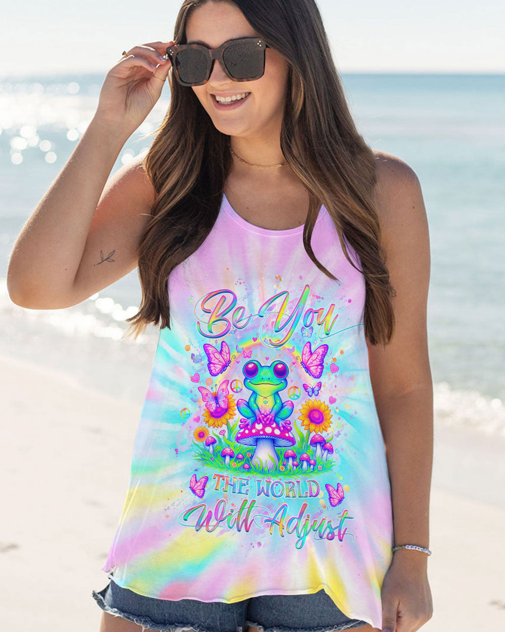 BE YOU THE WORLD WILL ADJUST FROG ALL OVER PRINT - YHHG0205241