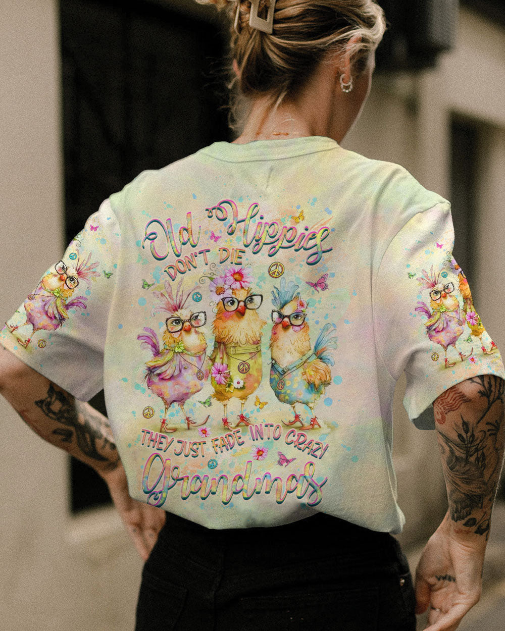 OLD HIPPIES DON'T DIE HIPPIE GRANDMAS ALL OVER PRINT - YHHG0207242