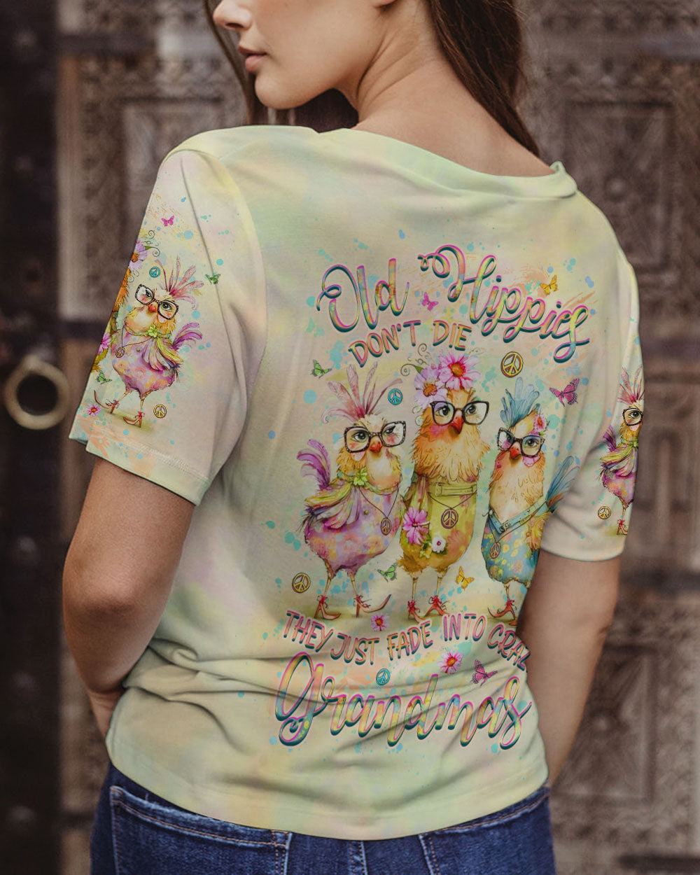 OLD HIPPIES DON'T DIE HIPPIE GRANDMAS ALL OVER PRINT - YHHG0207242