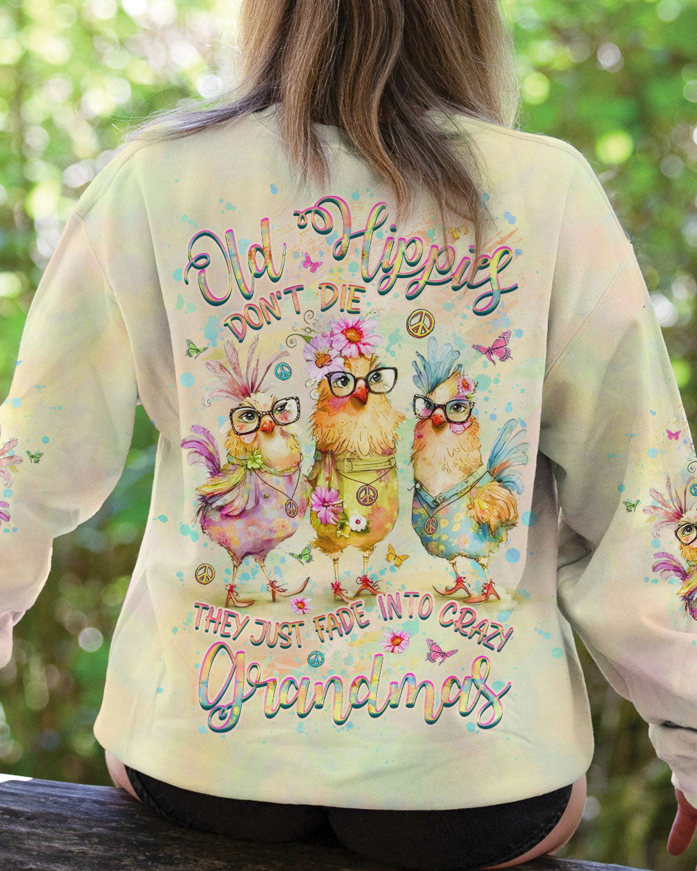 OLD HIPPIES DON'T DIE HIPPIE GRANDMAS ALL OVER PRINT - YHHG0207242