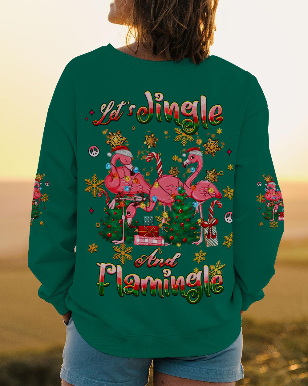 LET'S JINGLE AND FLAMINGLE CHRISTMAS ALL OVER PRINT - YHHG0311252