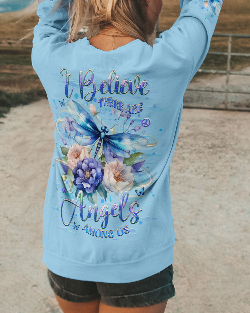 I BELIEVE THERE ARE ANGELS AMONG US DRAGONFLY ALL OVER PRINT - YHHG0502254