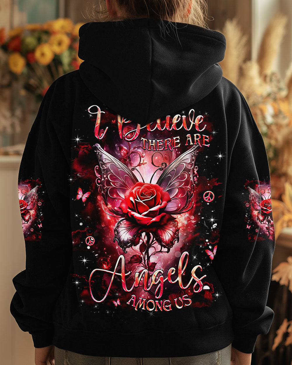 I BELIEVE THERE ARE ANGELS AMONG US ROSE WINGS ALL OVER PRINT - YHHG0702251