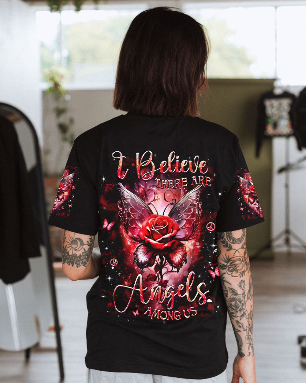 I BELIEVE THERE ARE ANGELS AMONG US ROSE WINGS ALL OVER PRINT - YHHG0702251