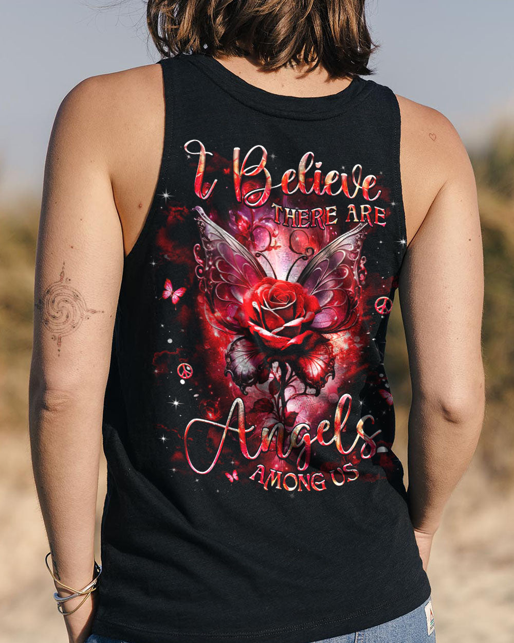 I BELIEVE THERE ARE ANGELS AMONG US ROSE WINGS ALL OVER PRINT - YHHG0702251