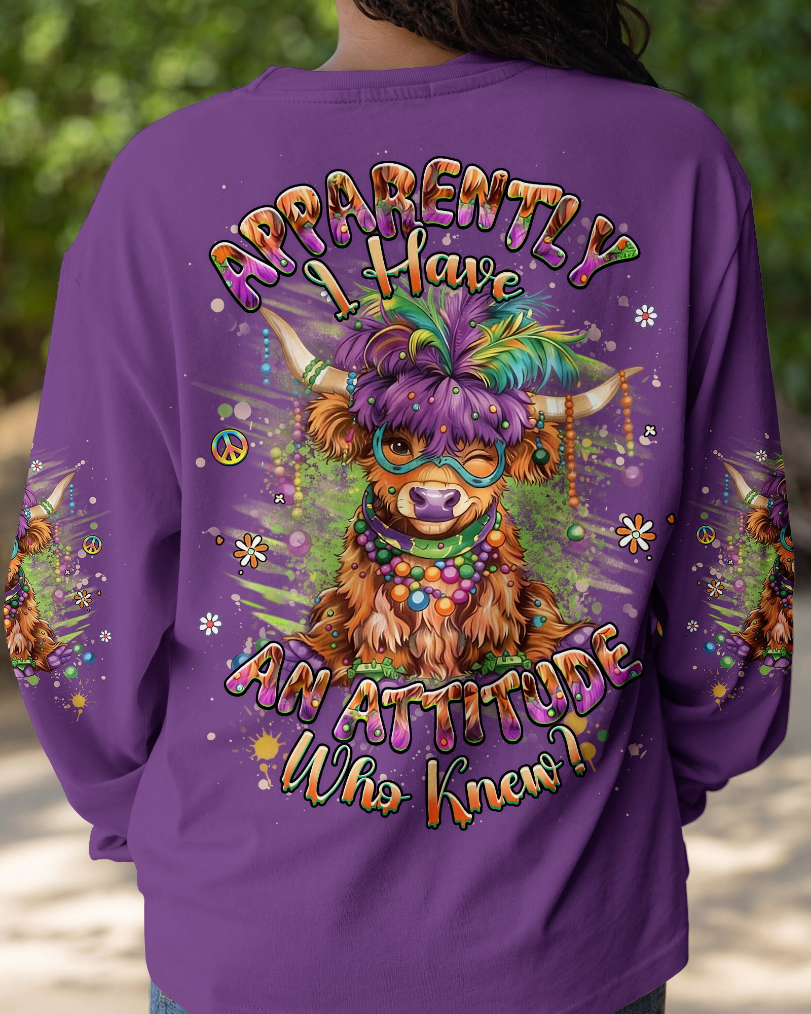 I HAVE AN ATTITUDE MARDI GRASS COW ALL OVER PRINT - YHHG0801262