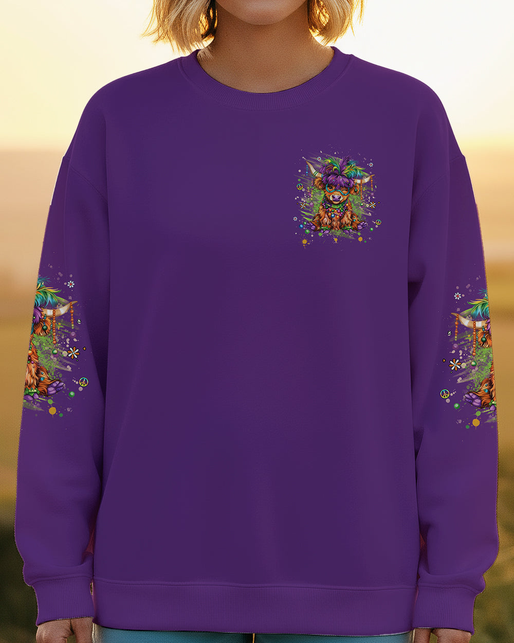 I HAVE AN ATTITUDE MARDI GRASS COW ALL OVER PRINT - YHHG0801262