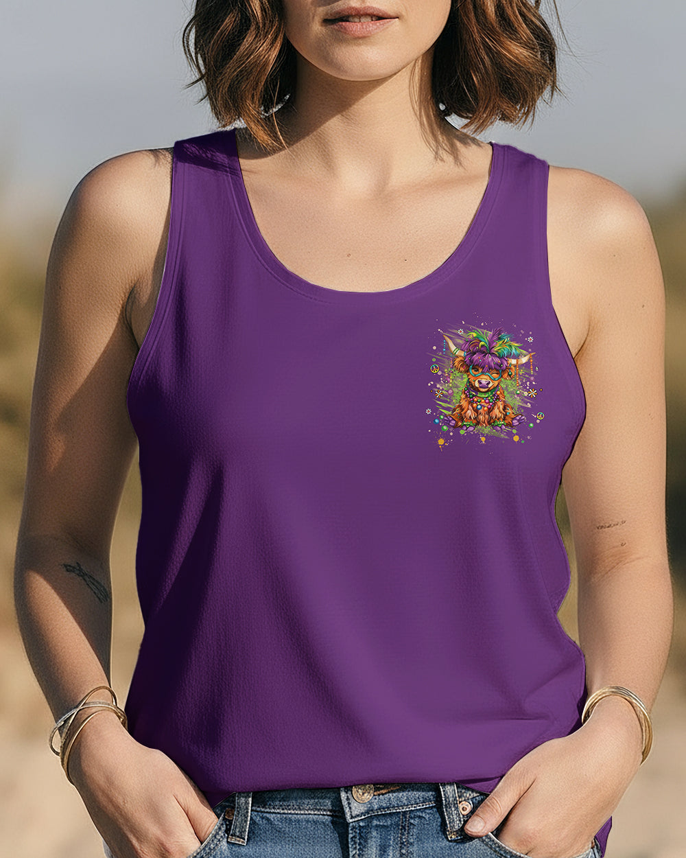 I HAVE AN ATTITUDE MARDI GRASS COW ALL OVER PRINT - YHHG0801262