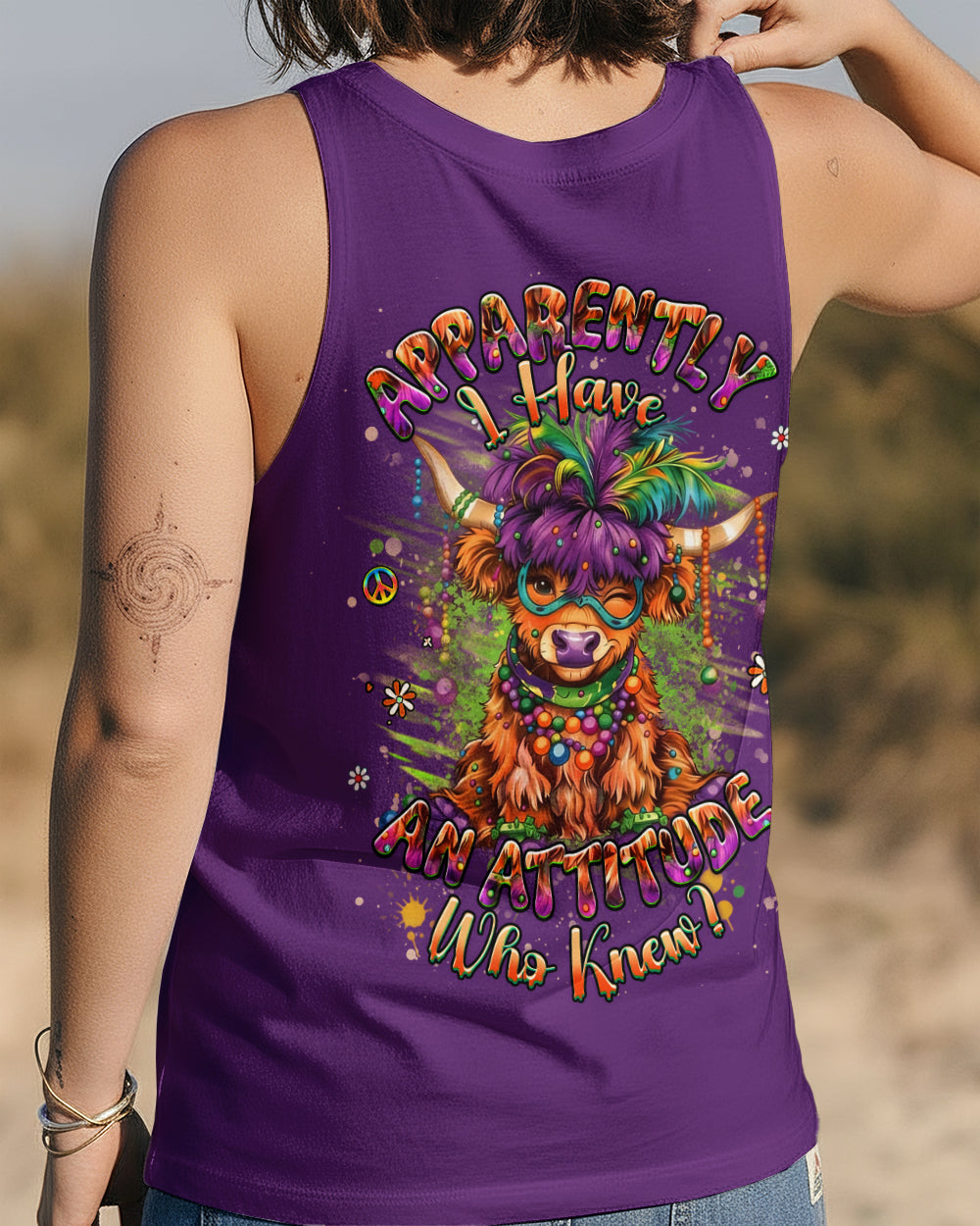 I HAVE AN ATTITUDE MARDI GRASS COW ALL OVER PRINT - YHHG0801262