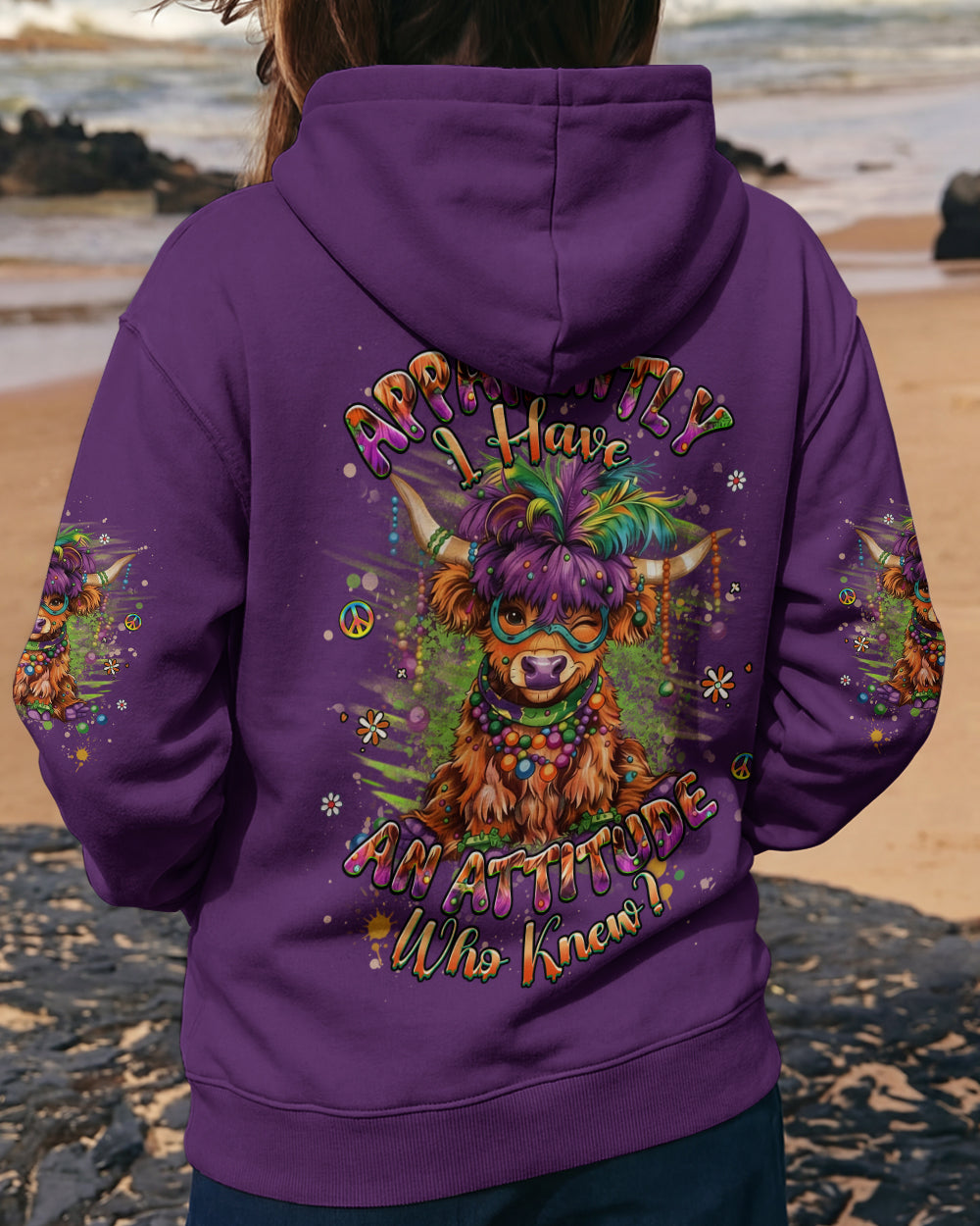 I HAVE AN ATTITUDE MARDI GRASS COW ALL OVER PRINT - YHHG0801262