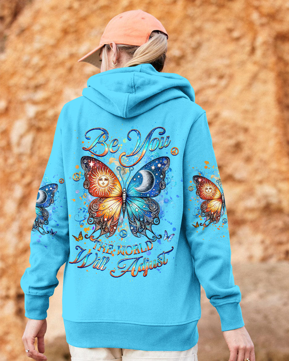 BE YOU THE WORLD WILL ADJUST BUTTERFLY ALL OVER PRINT - YHHG0805241
