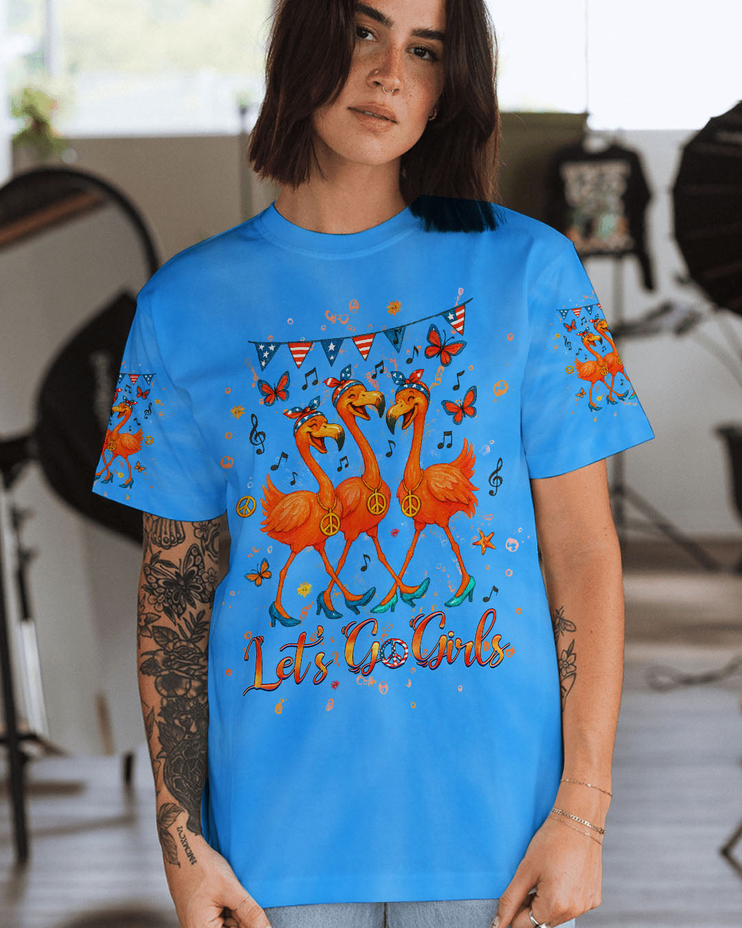 LET'S GO GIRLS FLAMINGO ALL OVER PRINT - YHHG0805251